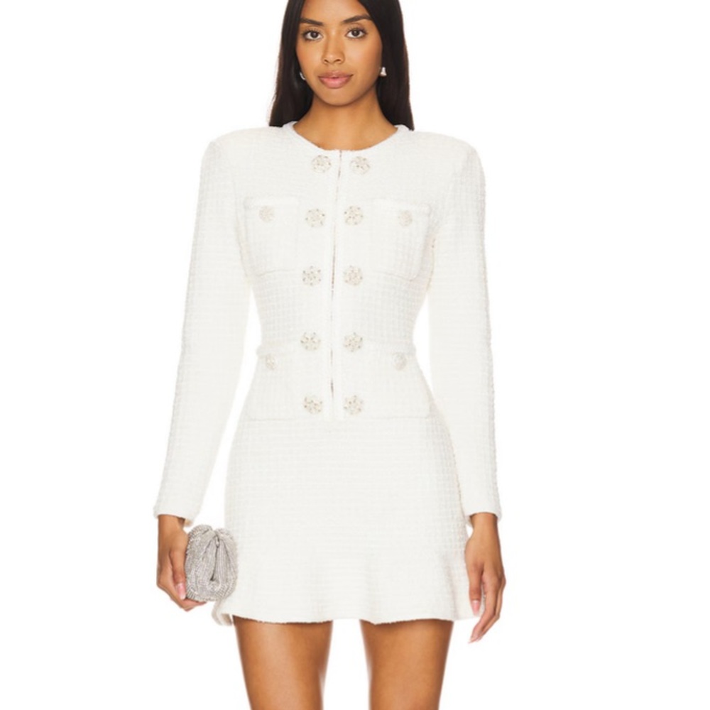 $585. Self Portrait CREAM SEQUIN KNIT MINI DRESS. IN STORES NOW! Size:M Mint!